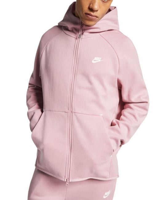 Nike Sportswear Cotton blend Tech fleece Zip up Hoodie in Pink for Men Lyst