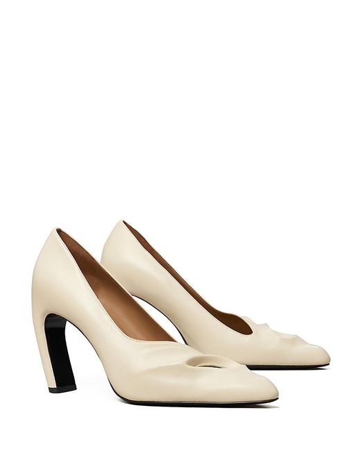 Tory Burch Natural Sculpted Peep-Toe Pump