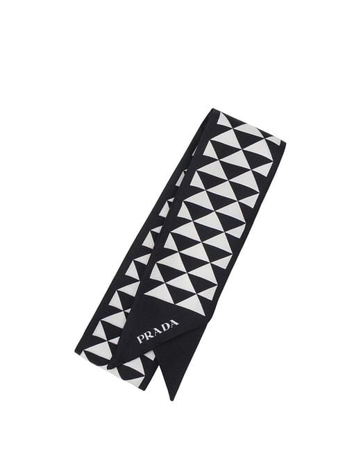 Prada Black Printed Silk Tie