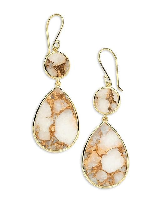 Ippolita Metallic 18K Rock Candy Bronze Calcite Slice Double Drop Earrings