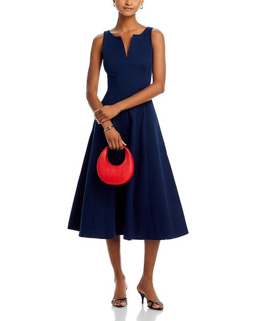Aqua Blue Below Knee A-Line Midi Dress