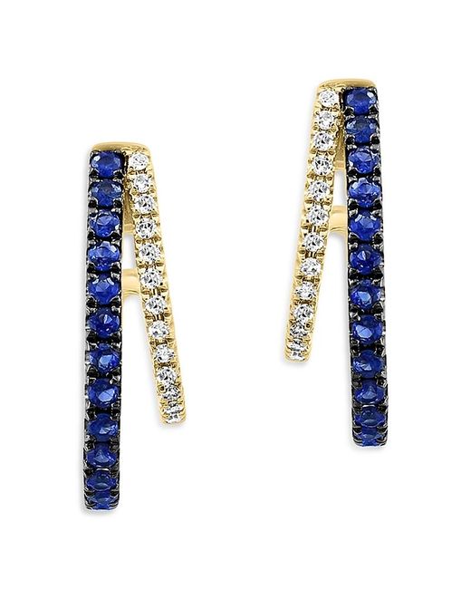 Bloomingdale's Fine Collection Sapphire & Diamond Graduated J Hoop ...
