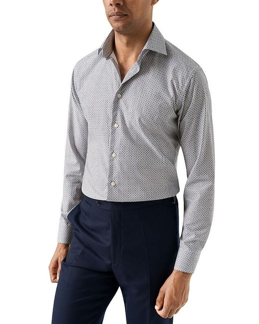 Eton of Sweden Gray Contemporary Fit Geometric Shirt for men