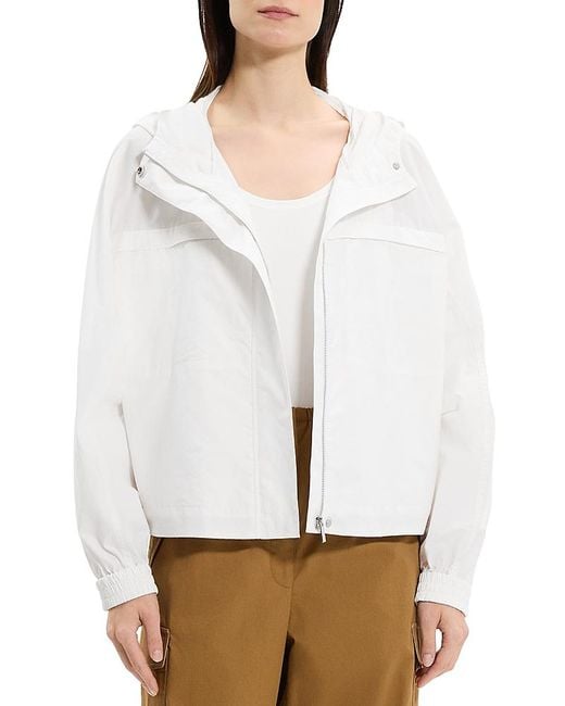 Theory White Gathered Back Jacket