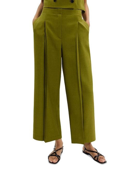 Theory White Deep Pleated Pants