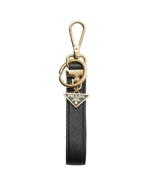 Prada White Saffiano Leather Key Ring