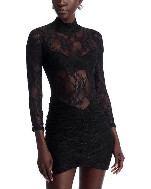 Nightcap Women's Black Drop Waist Lace Mini Dress