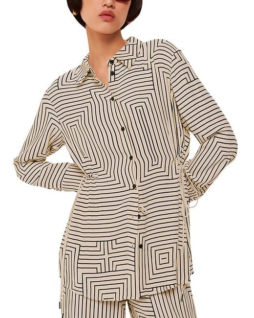 Whistles Gray Angled Stripes Shirt