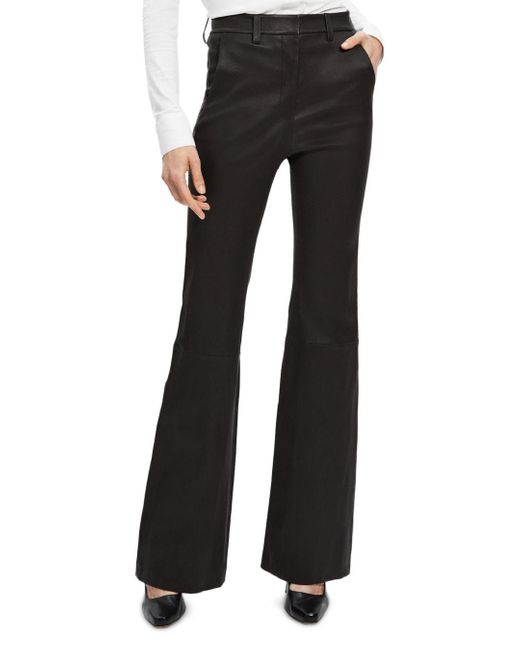 Theory Demitria Leather Flare Pants | Lyst Canada