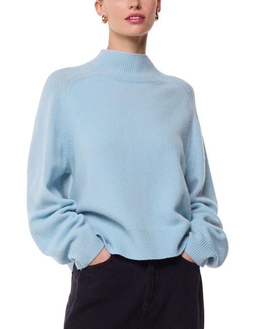Whistles Blue Wool Funnel Neck Knit Sweater