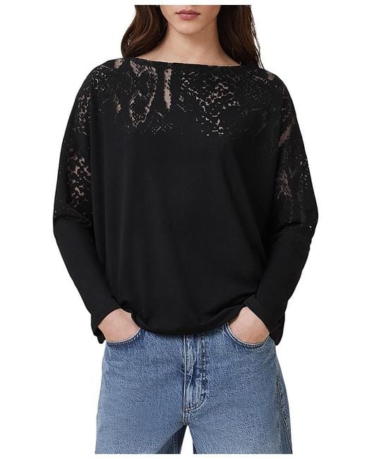 AllSaints Black Rita Snake Tee