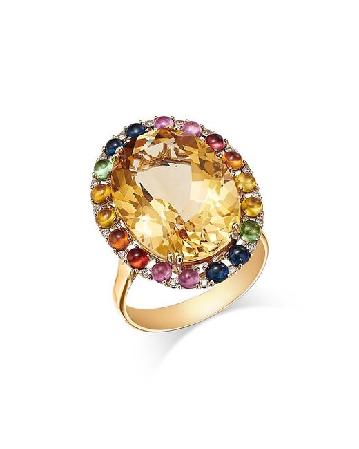 Bloomingdale's Fine Collection Metallic Multi Gemstone & Diamond Oval Statement Ring