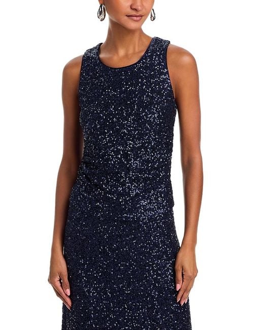 Aqua Blue Sequin Ruched Tank