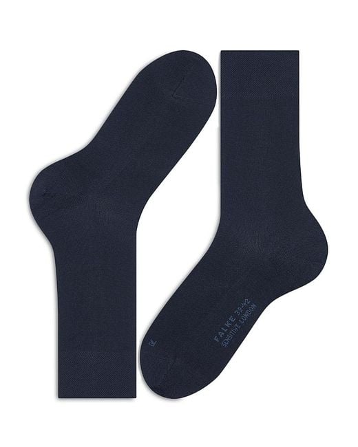 Falke Blue Sensitive London Cotton Blend Solid Socks for men