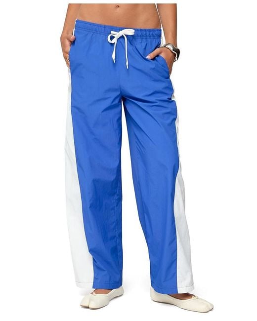 Edikted Blue Jaye Contrast Panel Track Pants