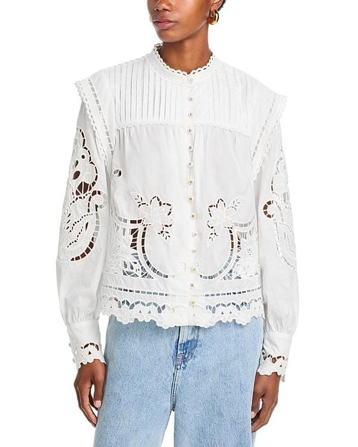 Farm Rio White Richilieu Eyelet Shirt
