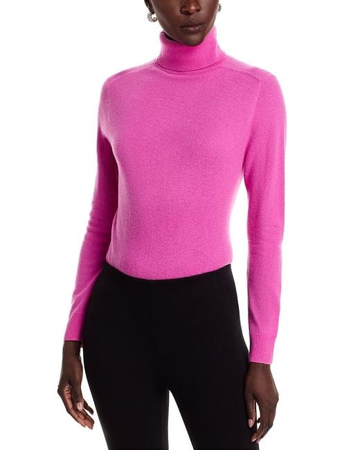 C by Bloomingdale's Cashmere Women's Pink Turtleneck Sweater