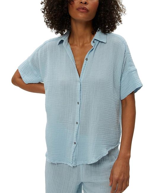 Michael Stars Blue Bailey Gauze Button Down Shirt