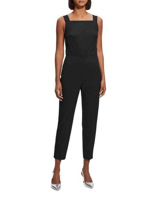 Theory Square Neck Jumpsuit in Black | Lyst