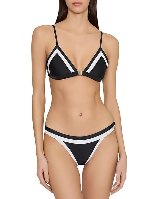 MILLY Black Positano Colorblock Bikini Top