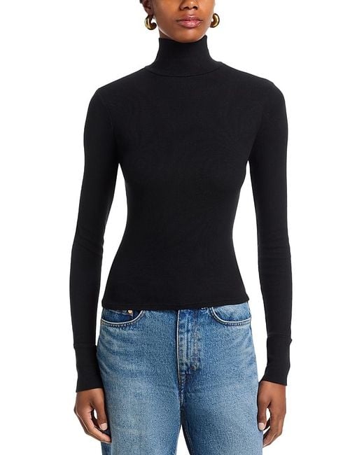 PERFECTWHITETEE Blue Luxe Rib Turtleneck Tee