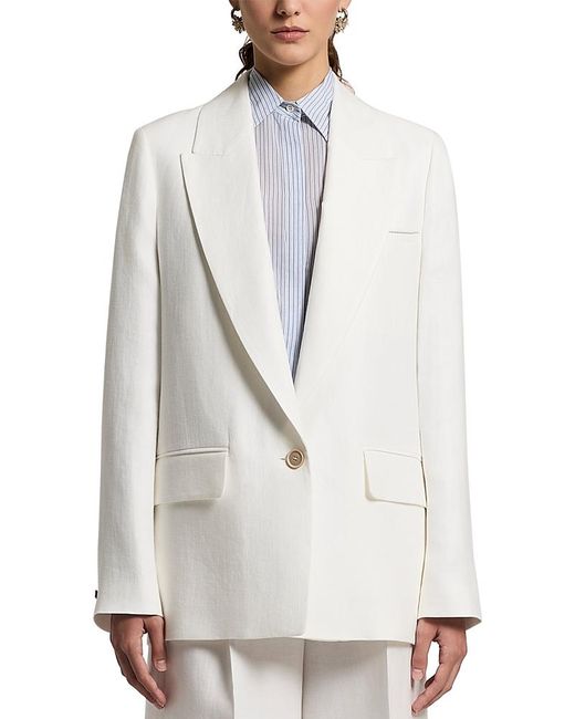 Peserico White Linen Single Button Blazer