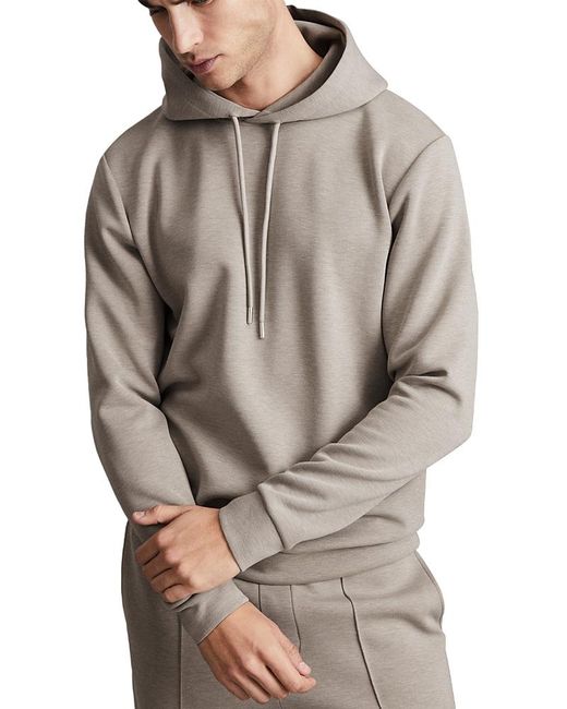 Reiss Gray Fabien Interlock Regular Fit Hoodie for men