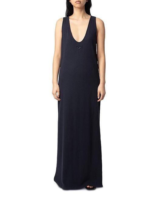 Zadig & Voltaire Blue Deva V-Neck Maxi Dress