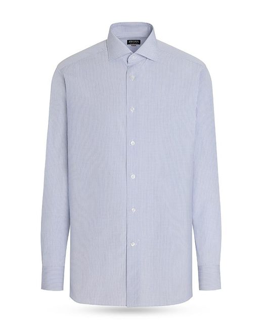 Zegna Blue Centoventimila Button Front Shirt for men