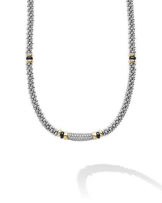 Lagos Metallic 18K & Sterling Caviar Diamond & Ceramic Collar Necklace