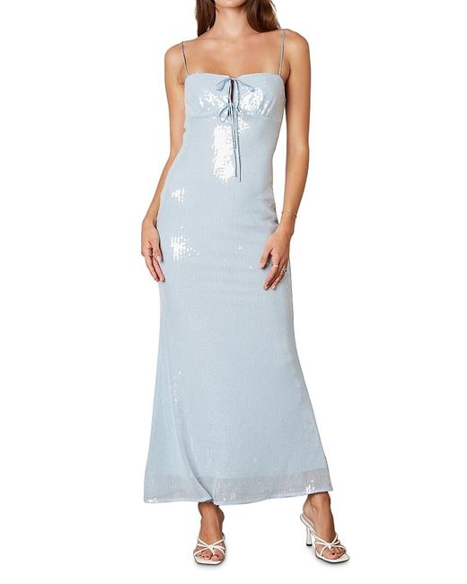 Nia Blue Hawk Sequin Lace Up Dress