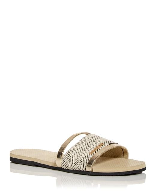 Havaianas Leather You Trancoso Premium Slide Sandals in Sand Grey (Natural) Lyst