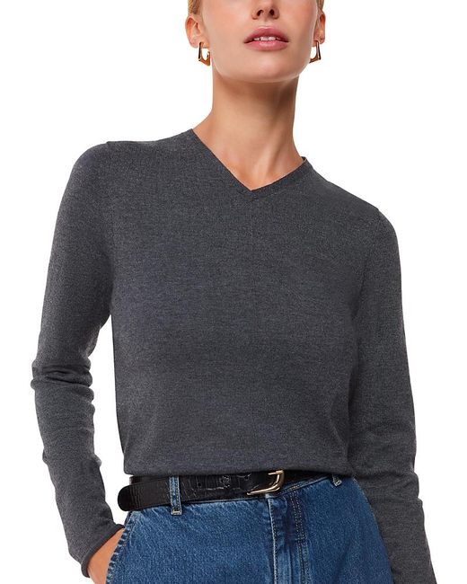 Whistles Gray Mila V Neck Sweater