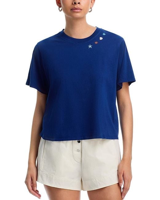 Aqua Blue Haley Seashell Boxy Crop Tee