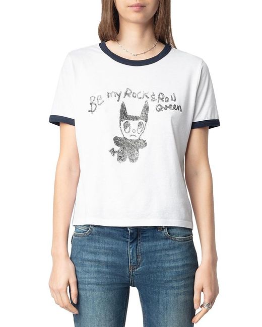 Zadig & Voltaire White Woos Rock Devil Ringer Tee