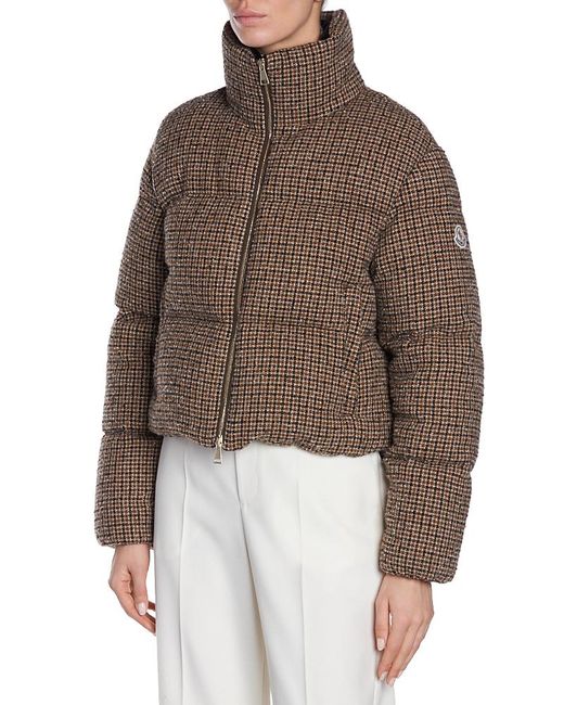 Moncler Brown Seboune Wool Check Boucle Jacket