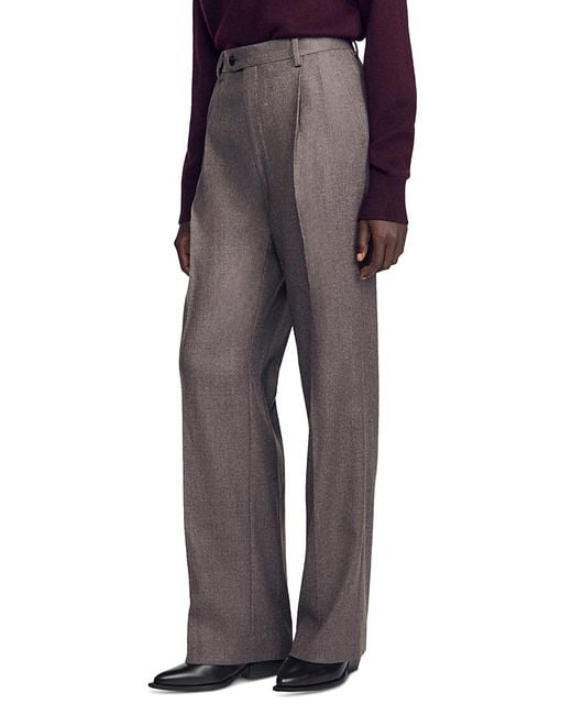 Sandro Multicolor Everett Wool Tab Waist Pants