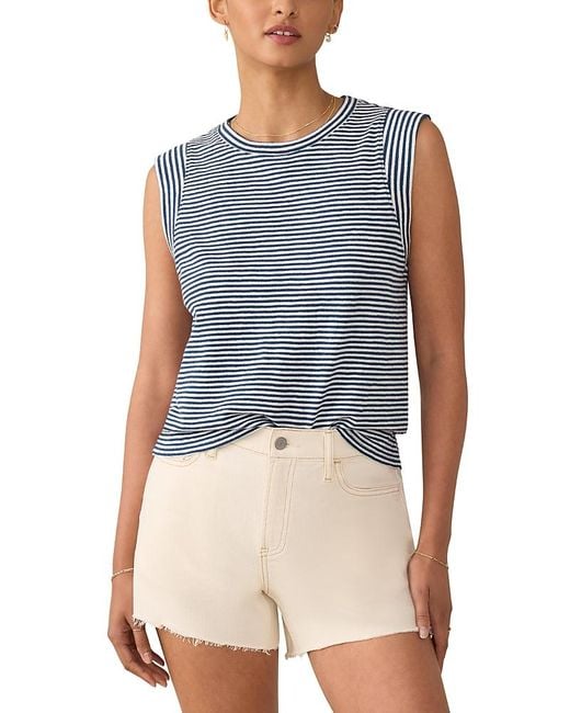 Faherty Brand Blue Slub Muscle Tank Top