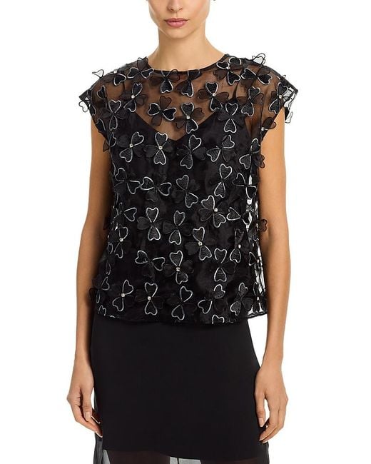 MILLY Black Ryan Clover Blouse