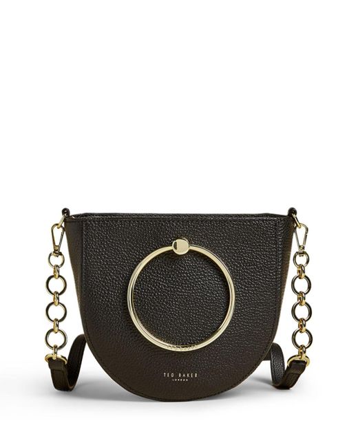 Ted Baker Fiorel Ring Handle Leather Curved Crossbody Bag in Black Lyst