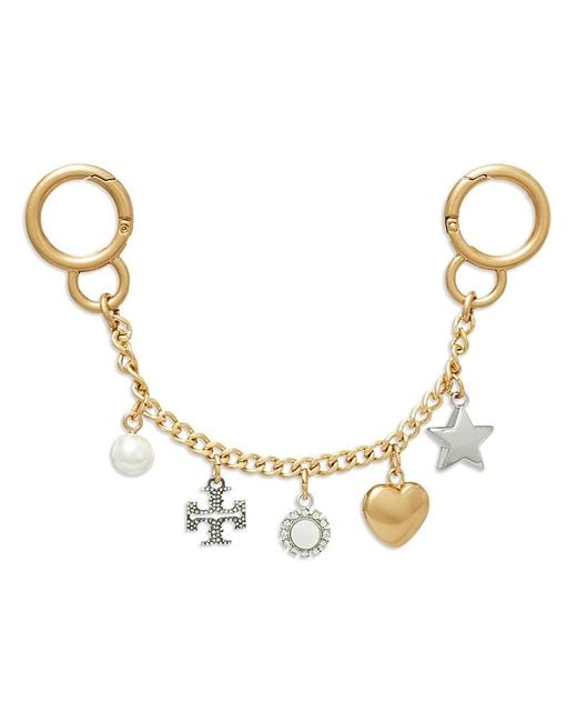 Tory Burch Metallic Charms Chain Key Fob