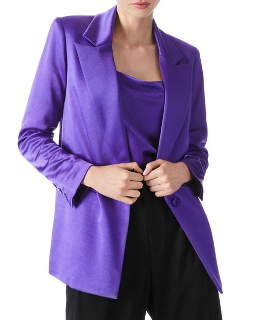 Alice + Olivia Denny Notch Collar Blazer in Purple | Lyst