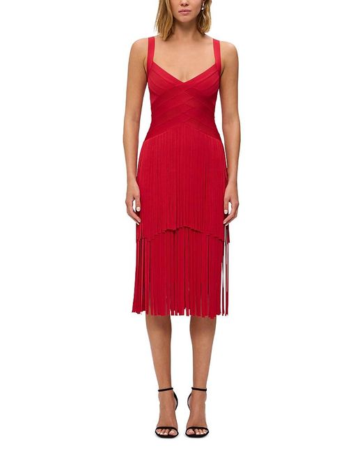 Dress Luxury Designer By Herve Leger In Red, Size: M main image 0