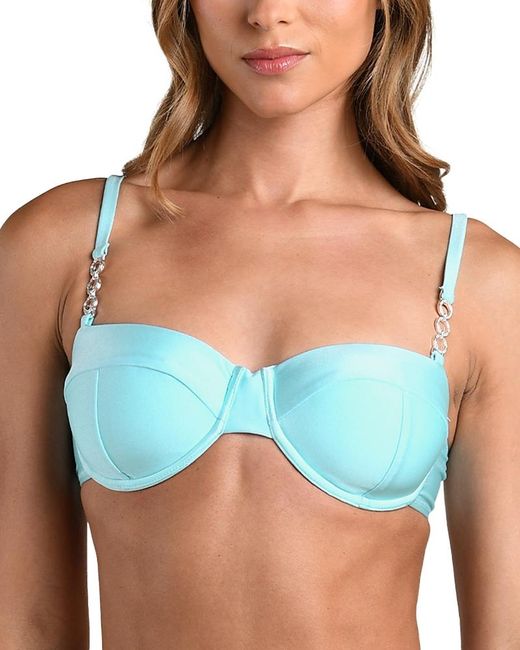 L'Agence Blue Alexandria Ring Solid Bikini Top