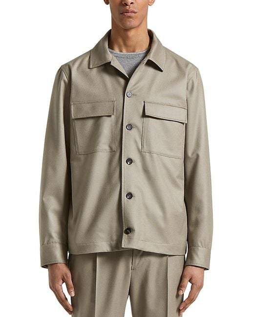 Peserico Gray Wool Button Jacket for men