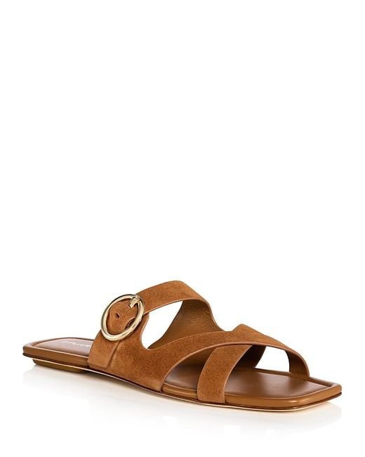 Stuart Weitzman Brown Villa Slide Sandals