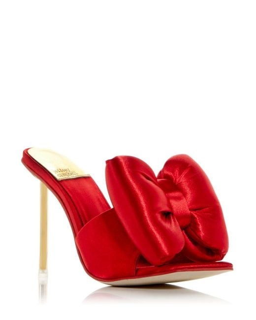 Jeffrey Campbell Leather Bow Down High Heel Slide Sandals in Red Lyst