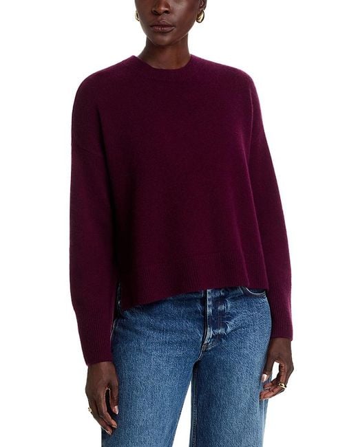 C by Bloomingdale's Cashmere Women's Red Long Sleeve Crewneck Pullover