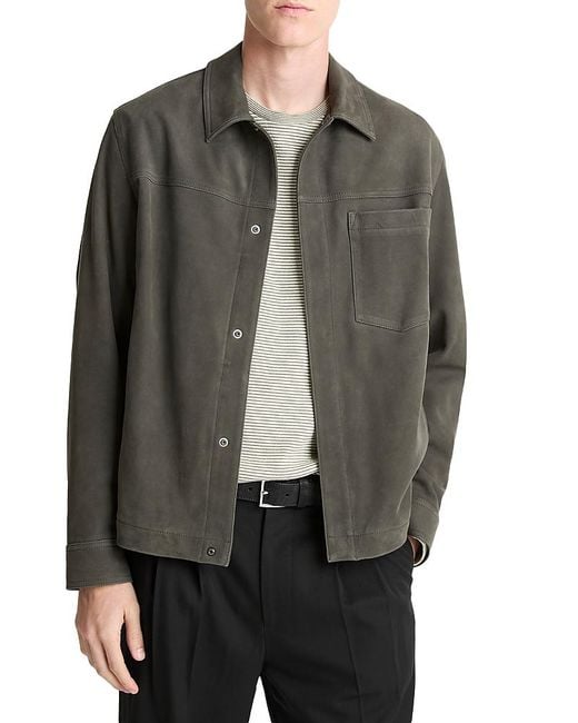 Vince Gray Modern Trucker Leather Jacket for men