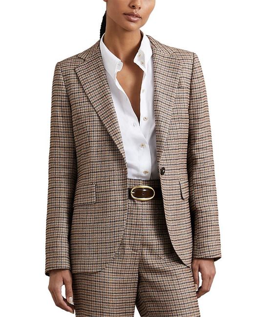 Reiss Brown River Single Breasted Check Jacket